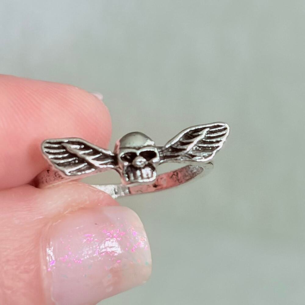 Tiny Skull with Wings Ring  Size Size 5.5